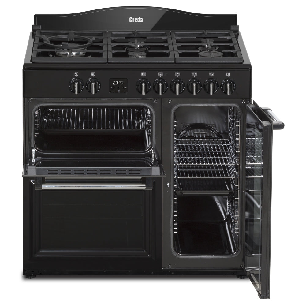 Creda C90RCDFTBL 90cm Traditional Dual Fuel Range Cooker Black