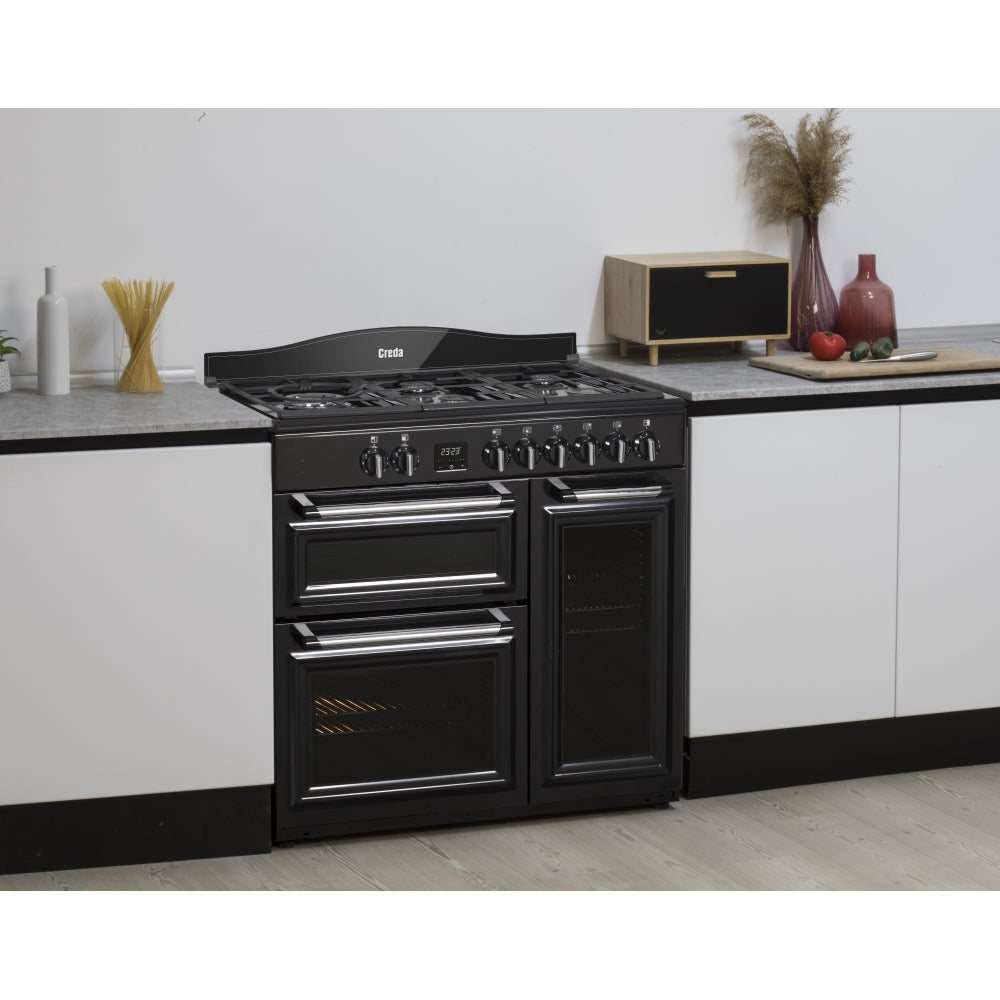 Creda C90RCDFTBL 90cm Traditional Dual Fuel Range Cooker Black GRADE B