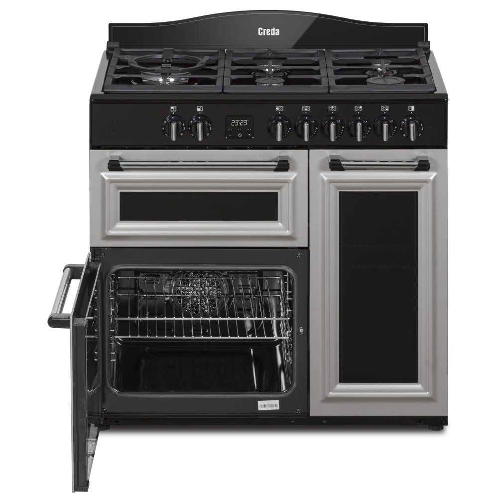 Creda C90RCDFTS 90cm Traditional Dual Fuel Range Cooker Silver