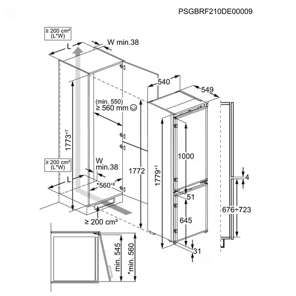 Electrolux LNT6NE18S1 Fridge Freezer Fully Integrated 70:30 Sliding GRADE A