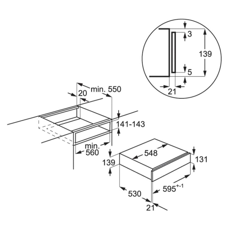 AEG KDE911424B Warming Drawer 14cm Black GRADE A