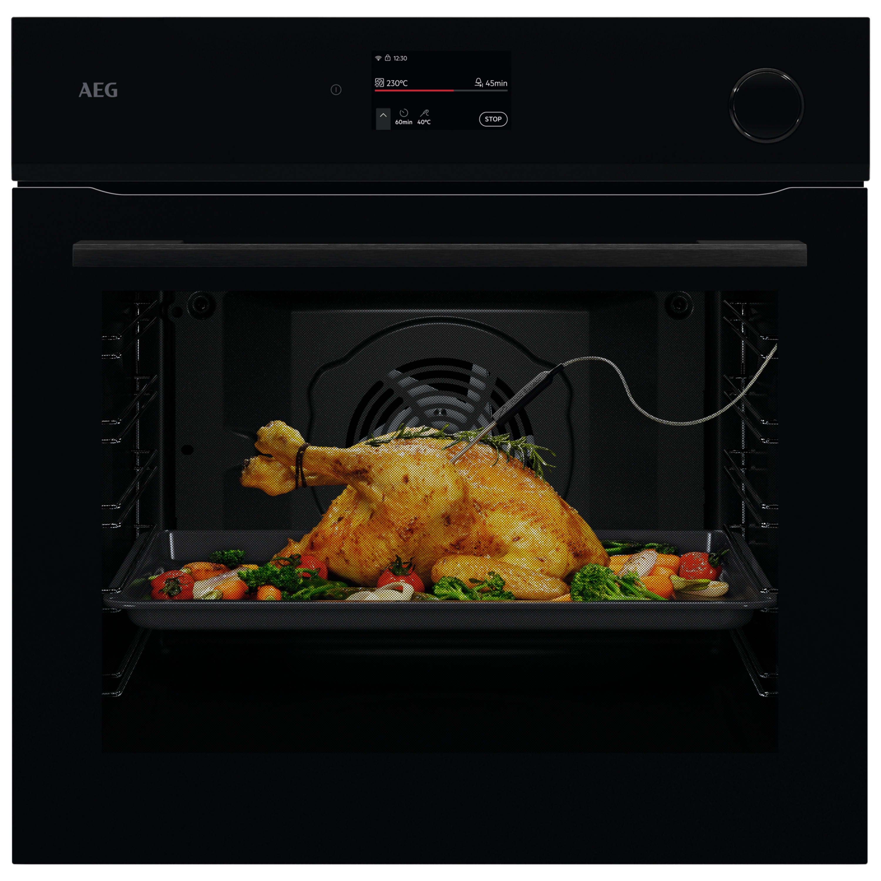 AEG NBR7P731SB MealAssist SteamCrisp Pyrolytic Single Oven Black