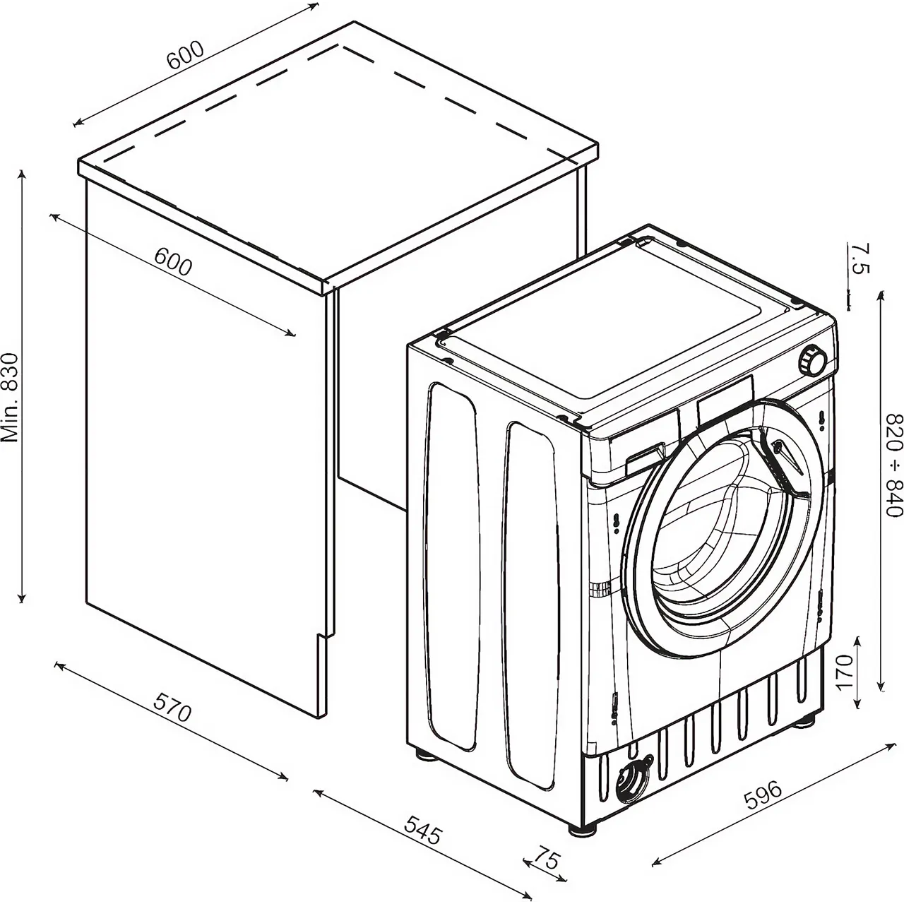 Hoover HBWOS69TMET-80 Washing Machine Integrated 9kg 1600rpm