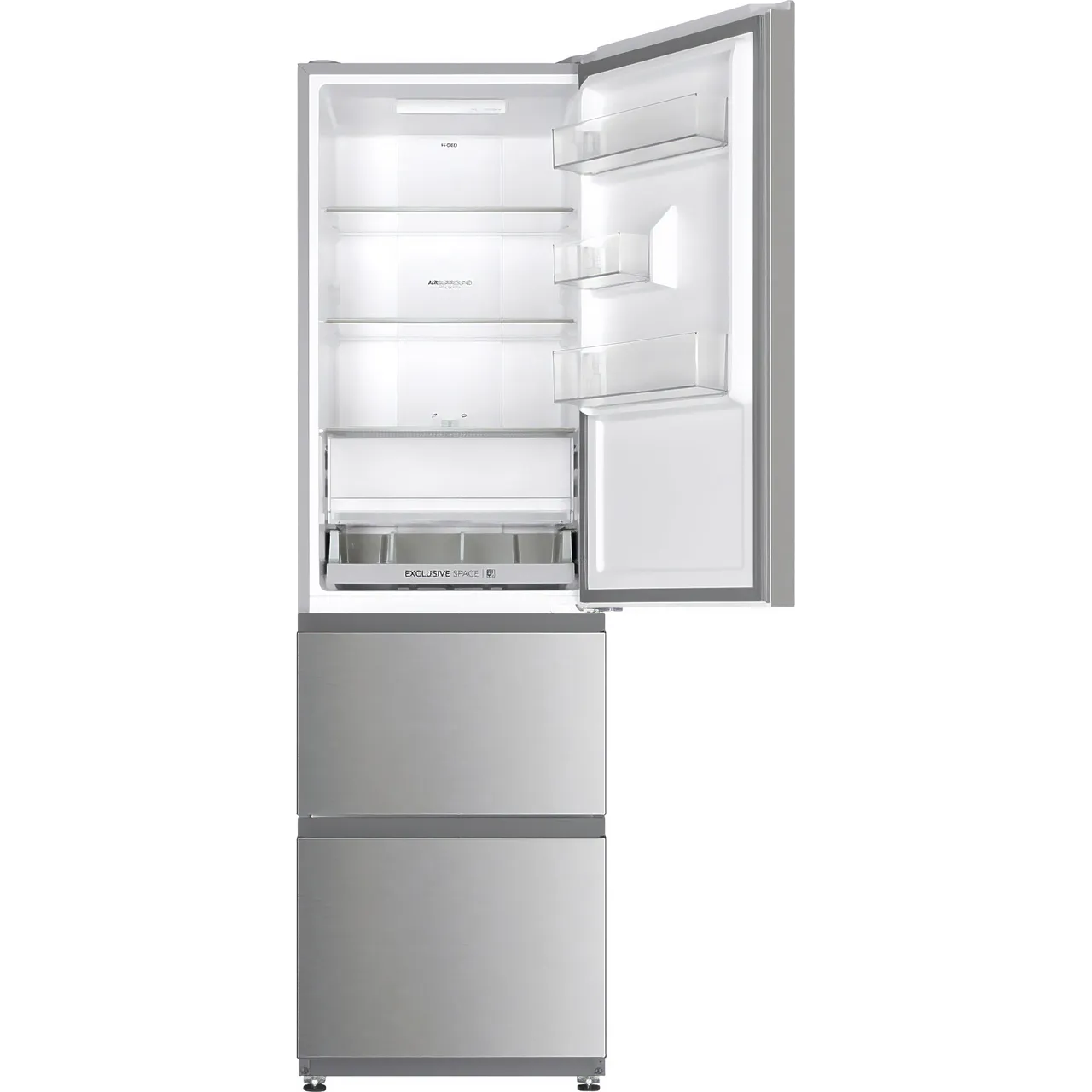 Haier HTR3518ENMXK Fridge Freezer 3D Combi 55cm Stainless Steel  Effect GRADE B