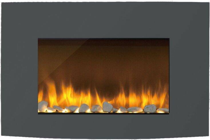 Cata ICONCV890GY 35 Inch Wall Mounted Curva Electric Fireplace Lava Grey with Remote