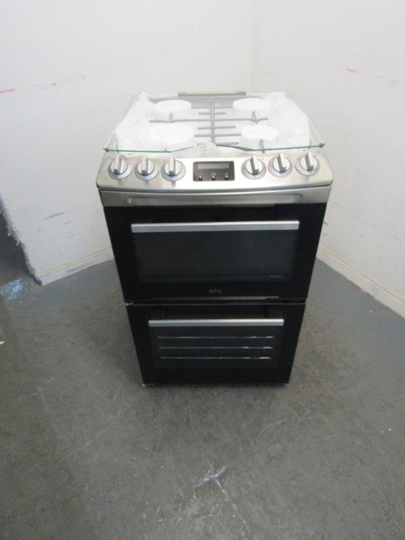AEG CGX1130ACM Gas Cooker 55cm Double Oven Stainless Steel GRADE A