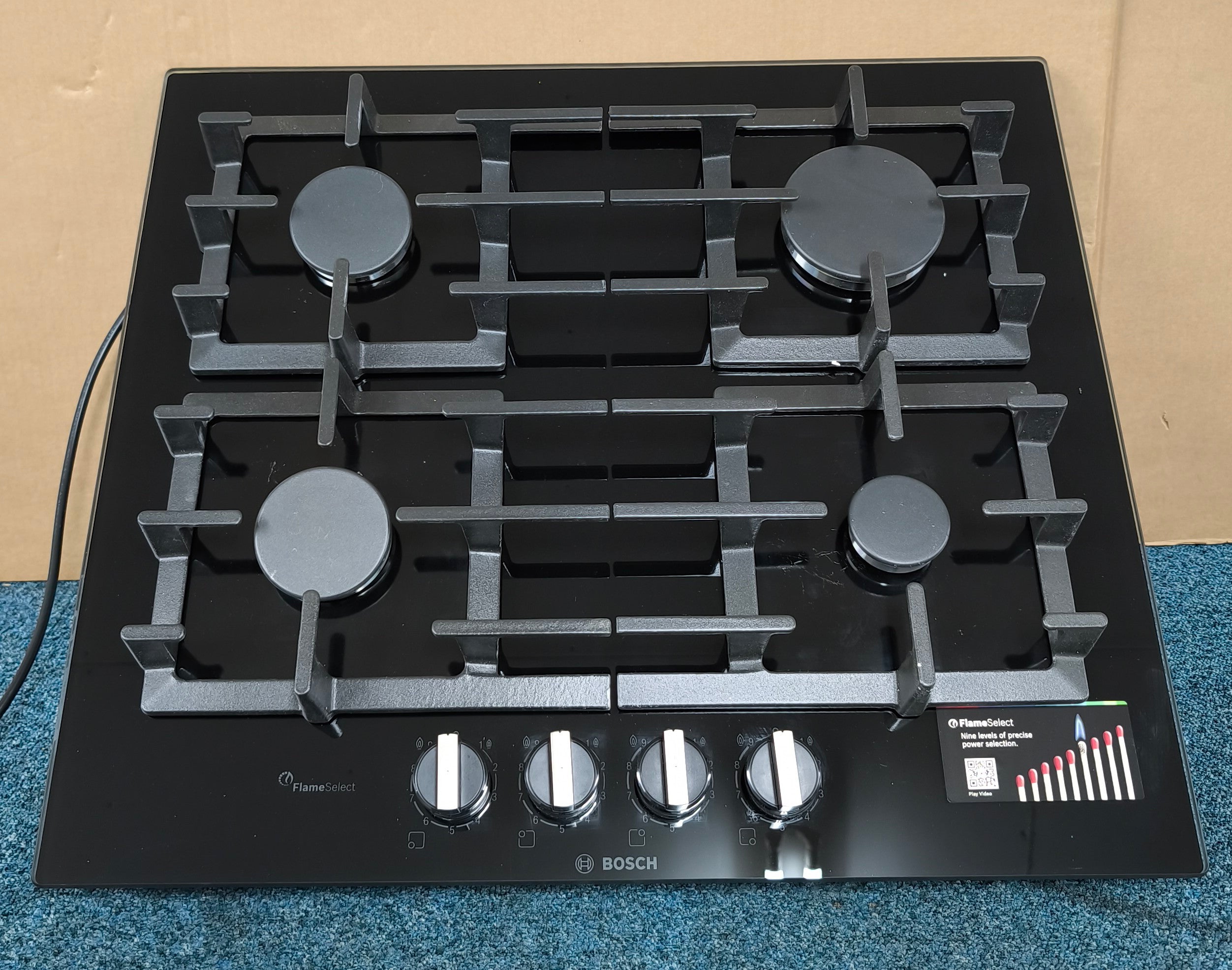 Bosch PPP6A6B90 60cm 4 Burner Gas Hob in Black GRADE B