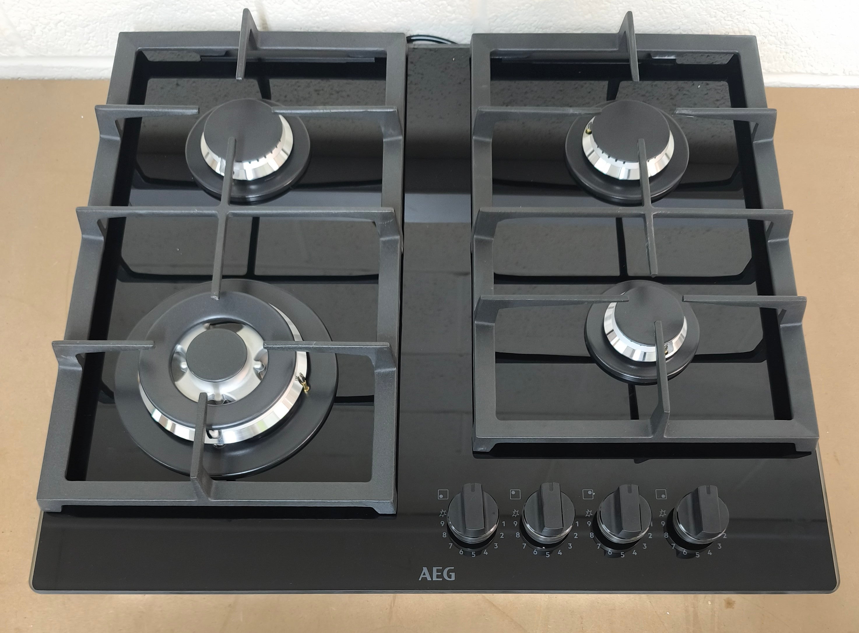 AEG HKB64420NB Gas Hob on Glass 60cm Flamelight 4 Burner Black GRADE A