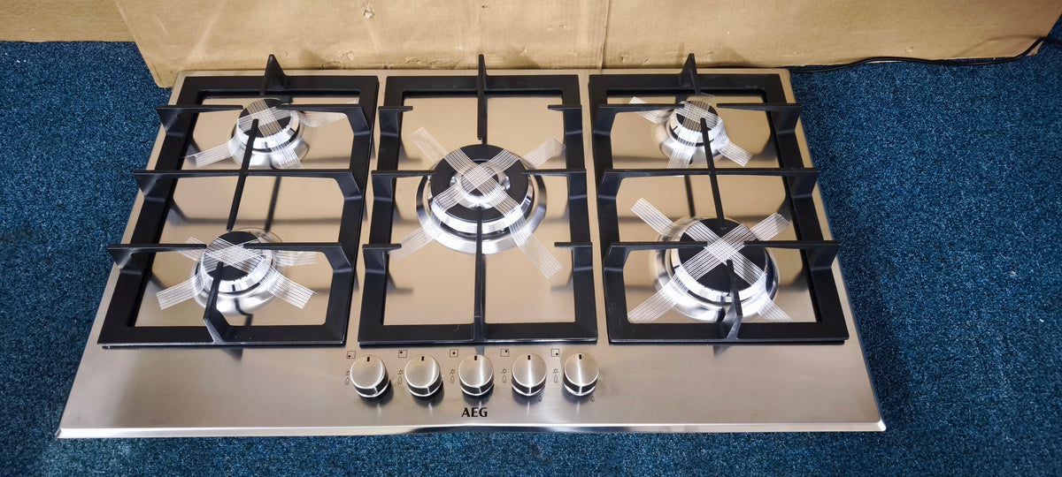 AEG HGX95320SM Gas Hob 90cm 5 Burner in Stainless Steel GRADE B