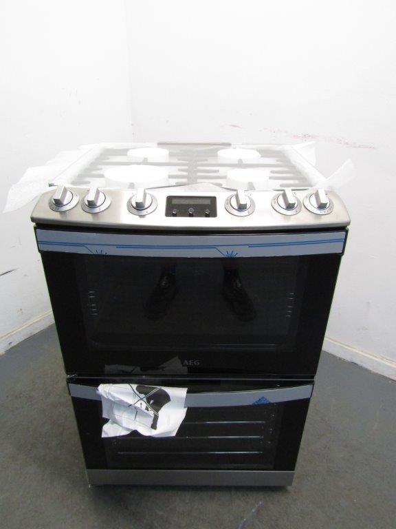AEG CGB6131ACM Gas Cooker 60cm Double Oven Electric Grill Stainless Steel GRADE A