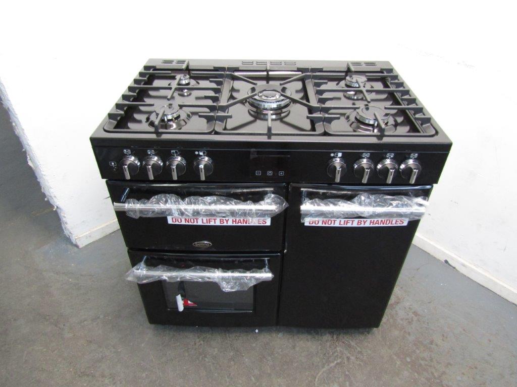 Belling Farmhouse 90DFT Range Cooker 90cm Dual Fuel Black GRADE A