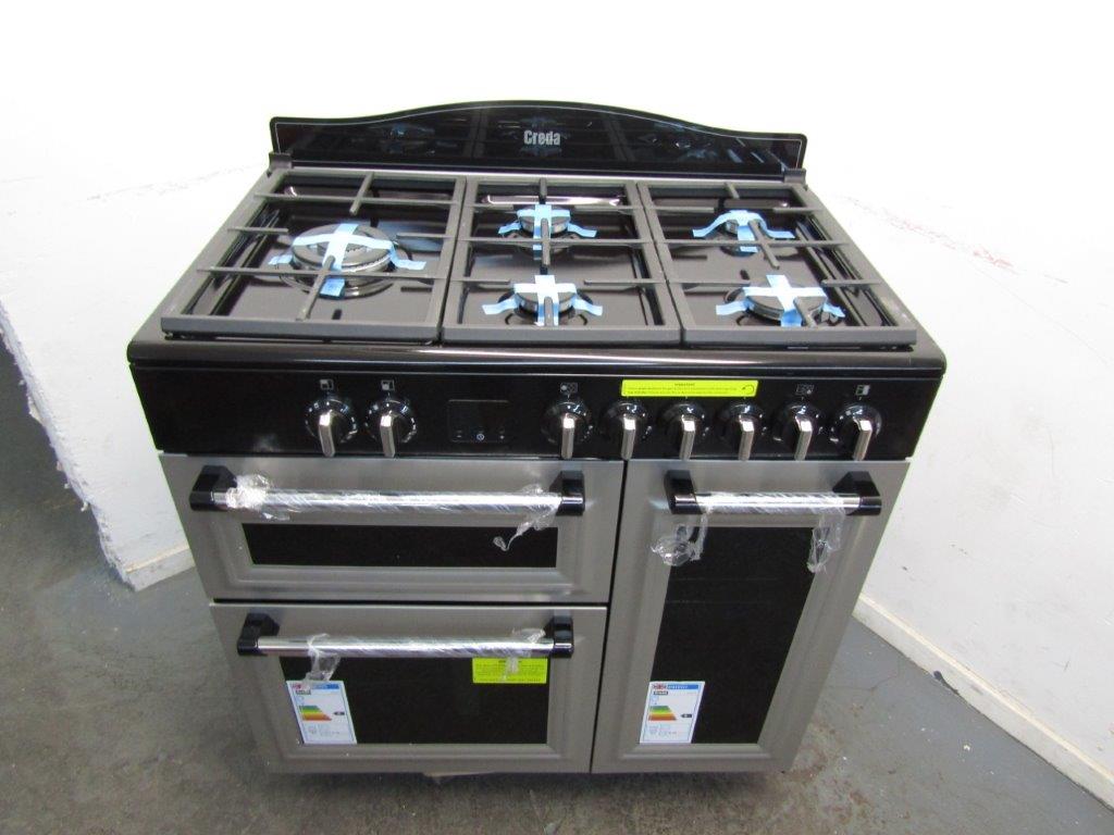 Creda C90RCDFTS 90cm Traditional Dual Fuel Range Cooker Silver GRADE B