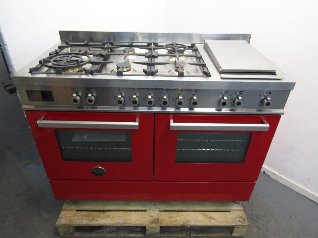 Bertazzoni PRO1206GMFEDROT 120cm Dual Fuel Range Cooker in Red GRADED