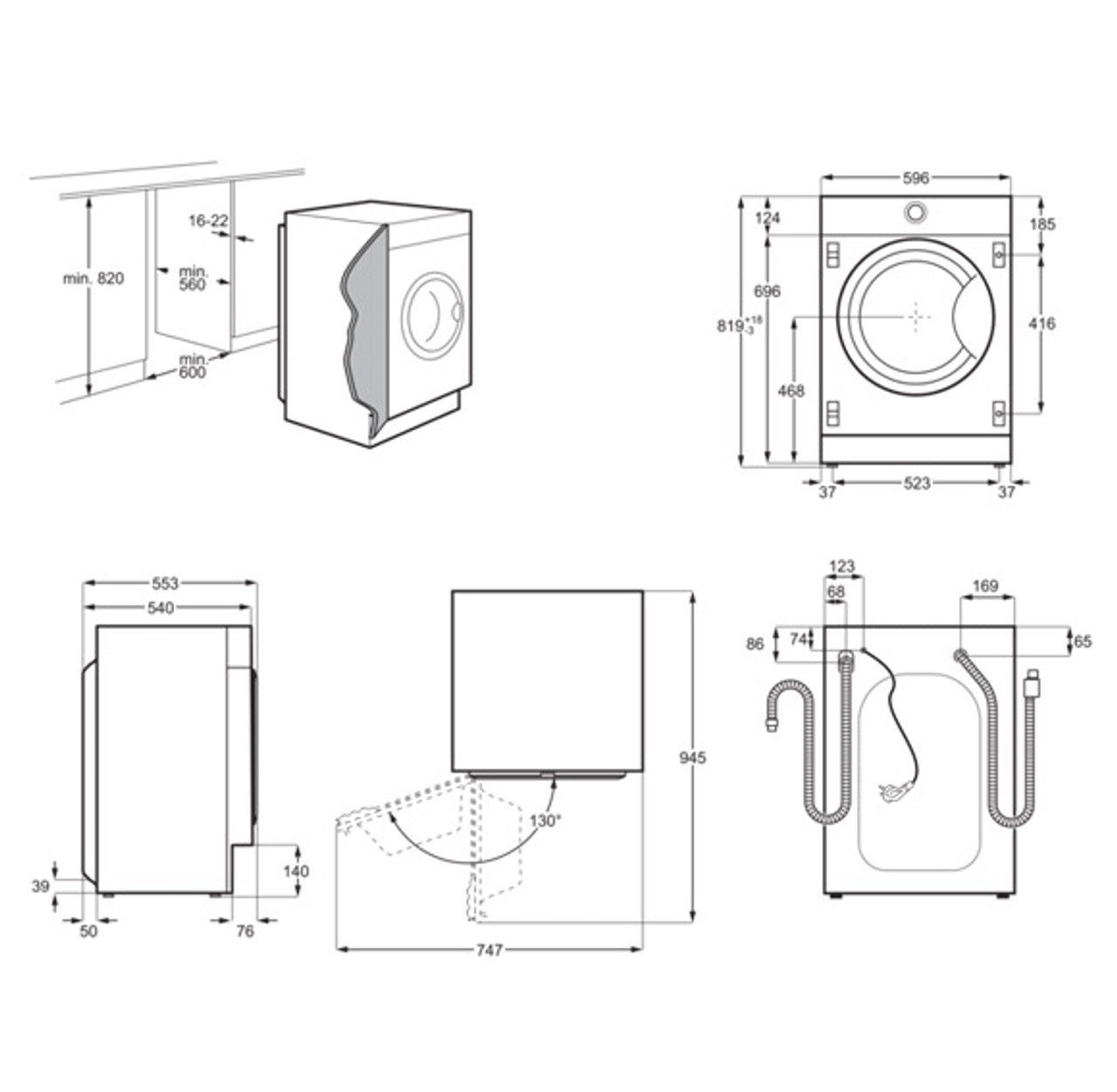 Electrolux EWD746PCBI Washing Machine Integrated 7kg 1400rpm GRADE A