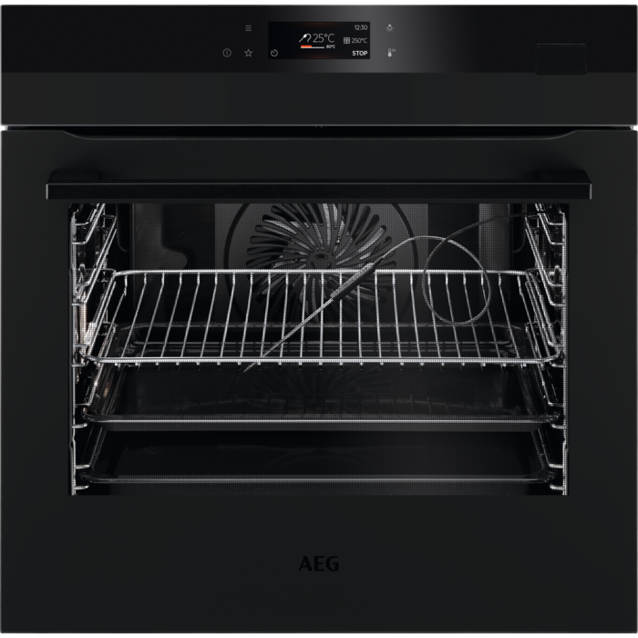 AEG BSK778380T SteamCrisp Built in Pyrolytic Single Oven in Matt Black GRADE B