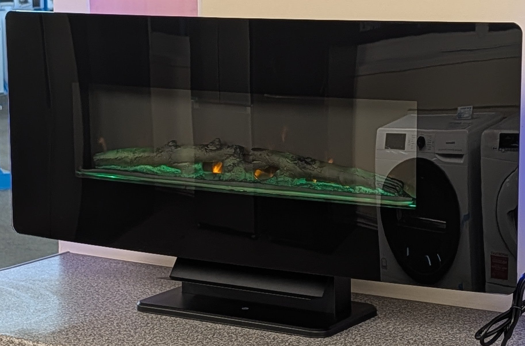 Cata ICONCV1067BK 111.7cm Pedestal / Wall Mounted Curva Electric Fire in Black with Remote