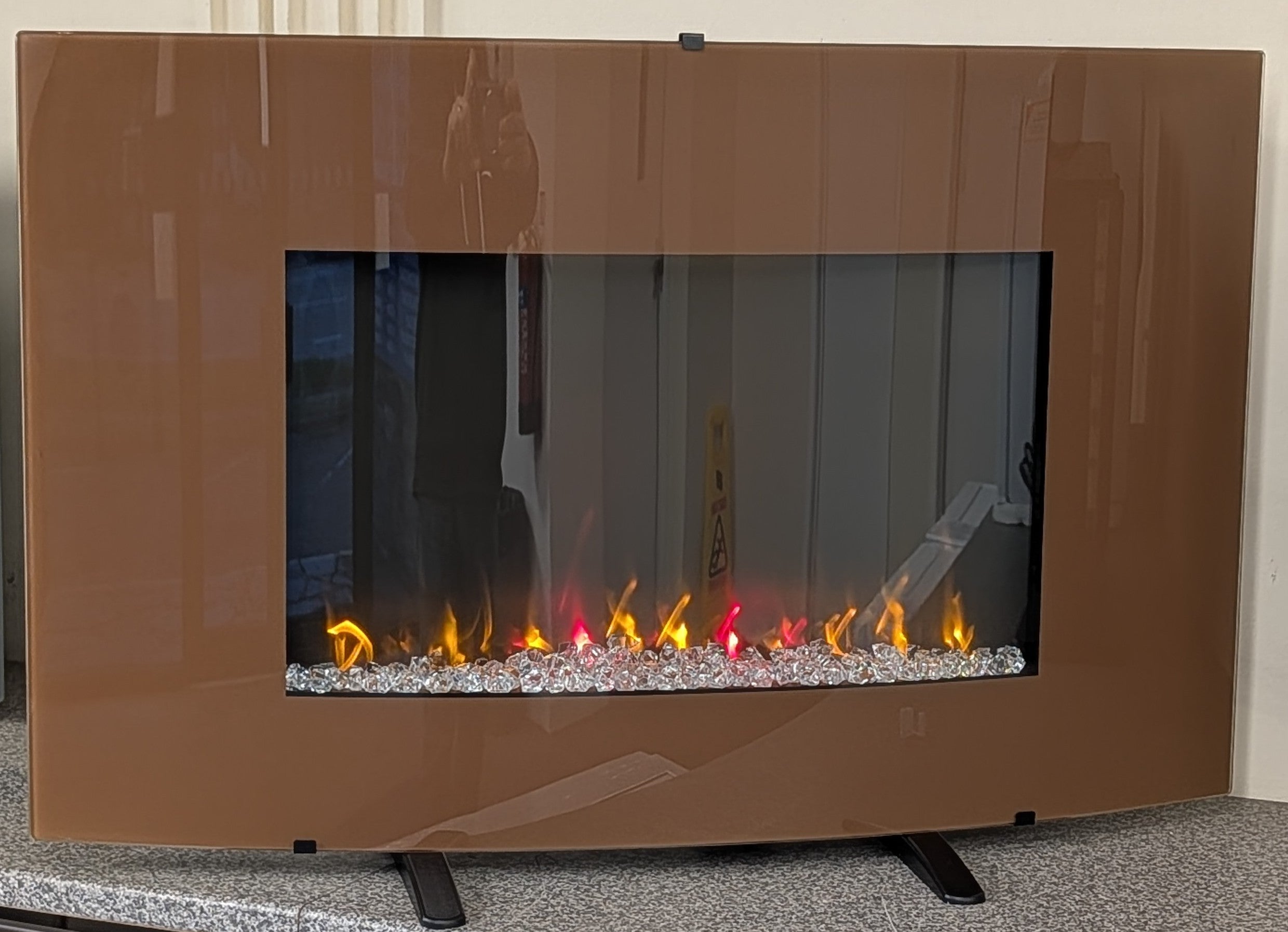 Cata ICONCV890C 35 Inch Wall Mounted Curva Electric Fireplace Copper with Remote