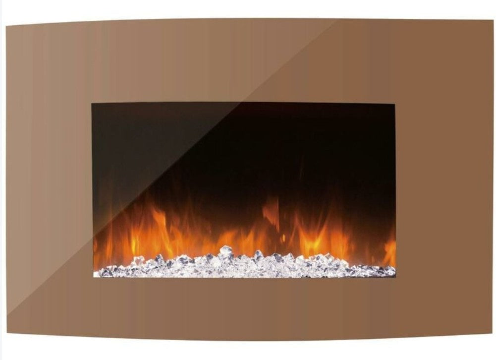 Cata ICONCV890C 35 Inch Wall Mounted Curva Electric Fireplace Copper with Remote