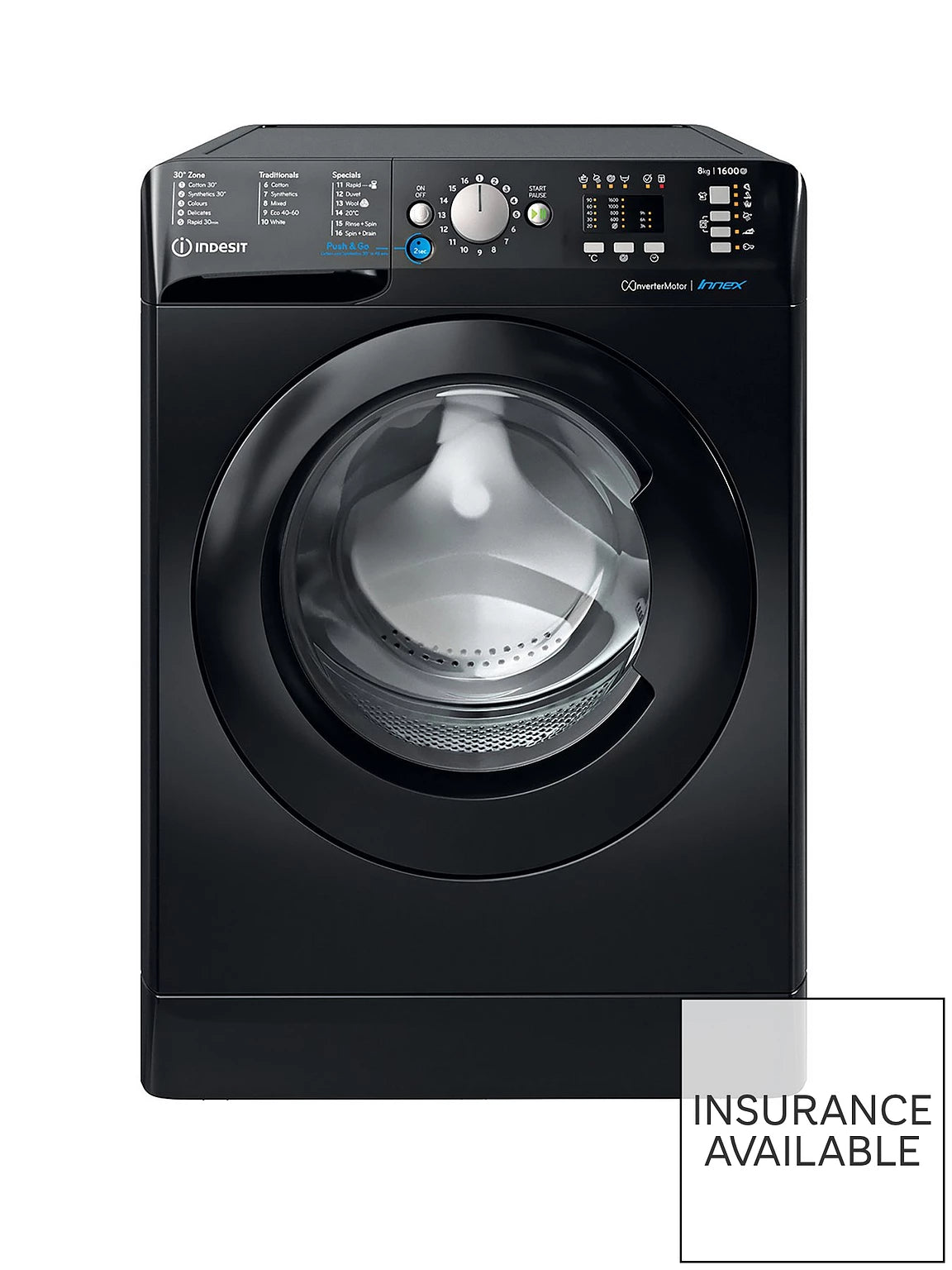 Indesit BWA81684XKUKN 8kg 1600rpm Innex Washing Machine in Black
