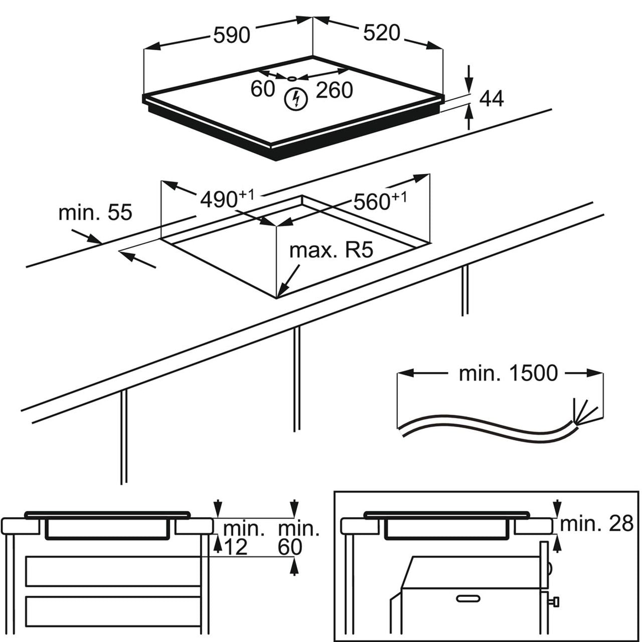 Zanussi ZIFN644K Induction Hob 60cm JoinZone Hob2Hood