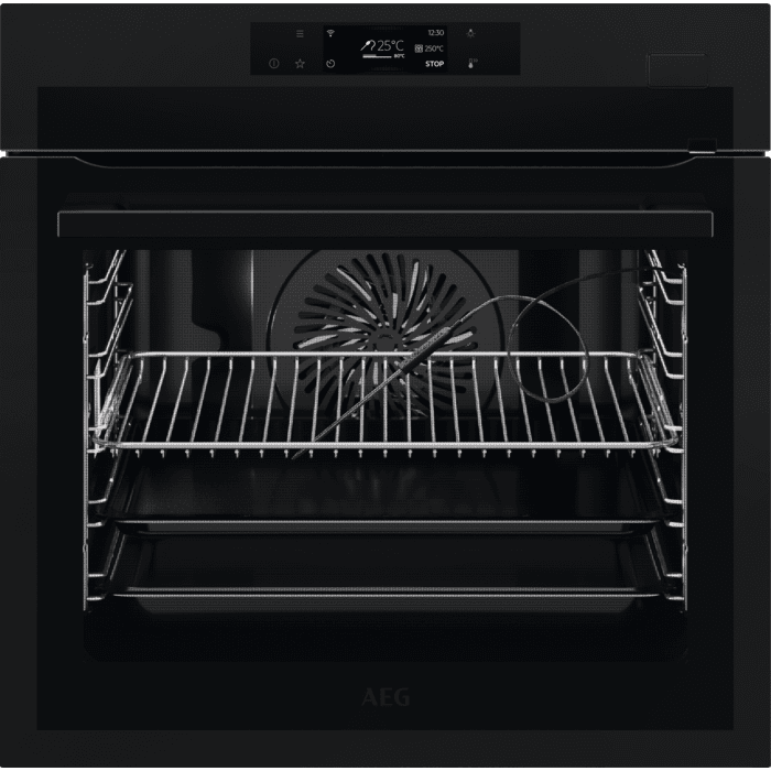 AEG BSK778380T SteamCrisp Built in Pyrolytic Single Oven Black GRADE B