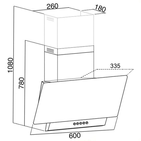 SIA EAG61WH 60cm Angled Glass Hood in White