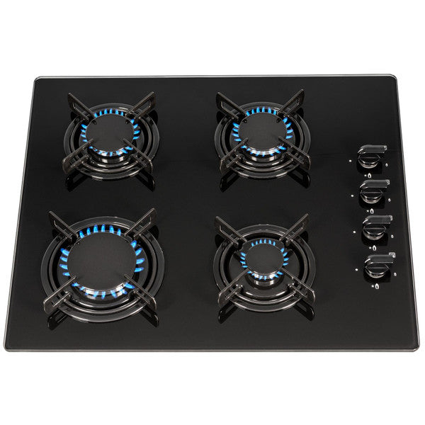 SIA GHG612BL 60cm 4 Burner Gas on Glass Hob in Black GRADE B