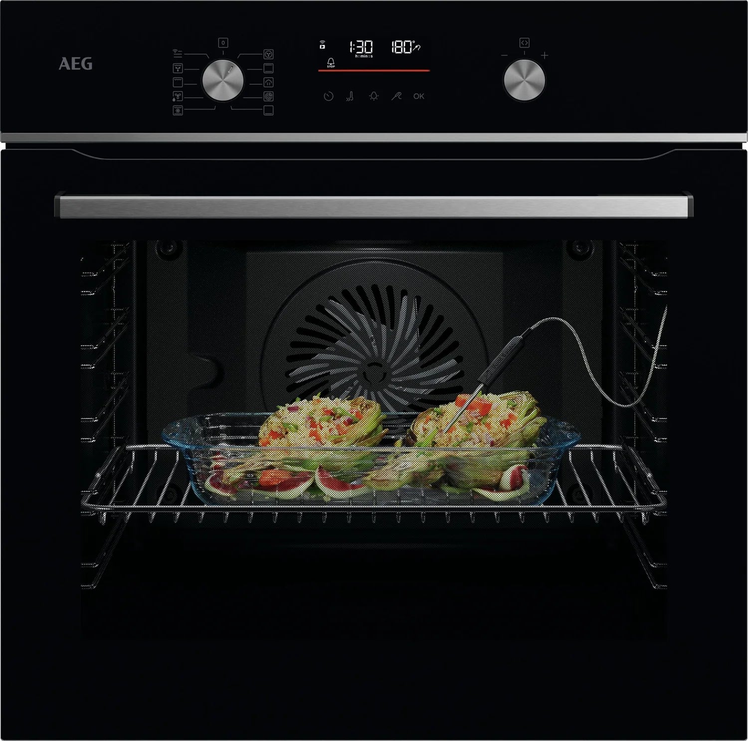 AEG GA5PB501AB Single Oven with Steam Bake Built in Electric Pyrolytic in Black