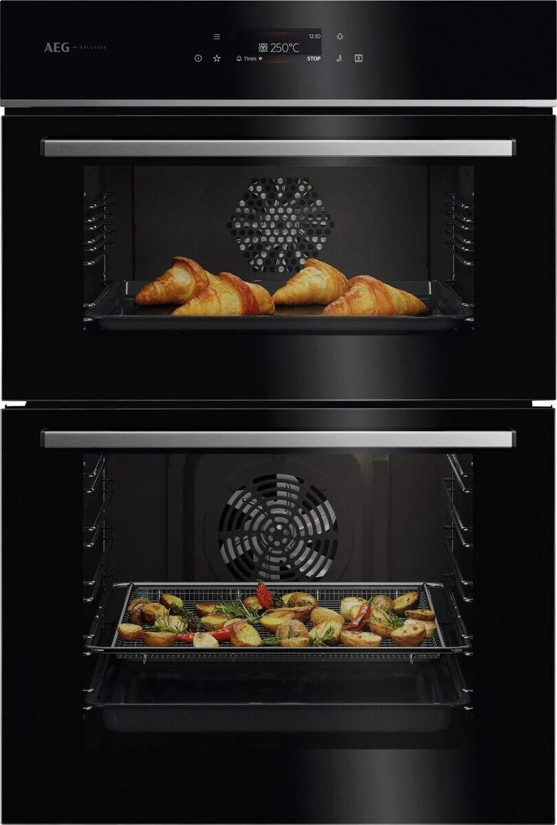 AEG GE7CP61FB Double Oven Built In Gloss Black / Stainless Steel
