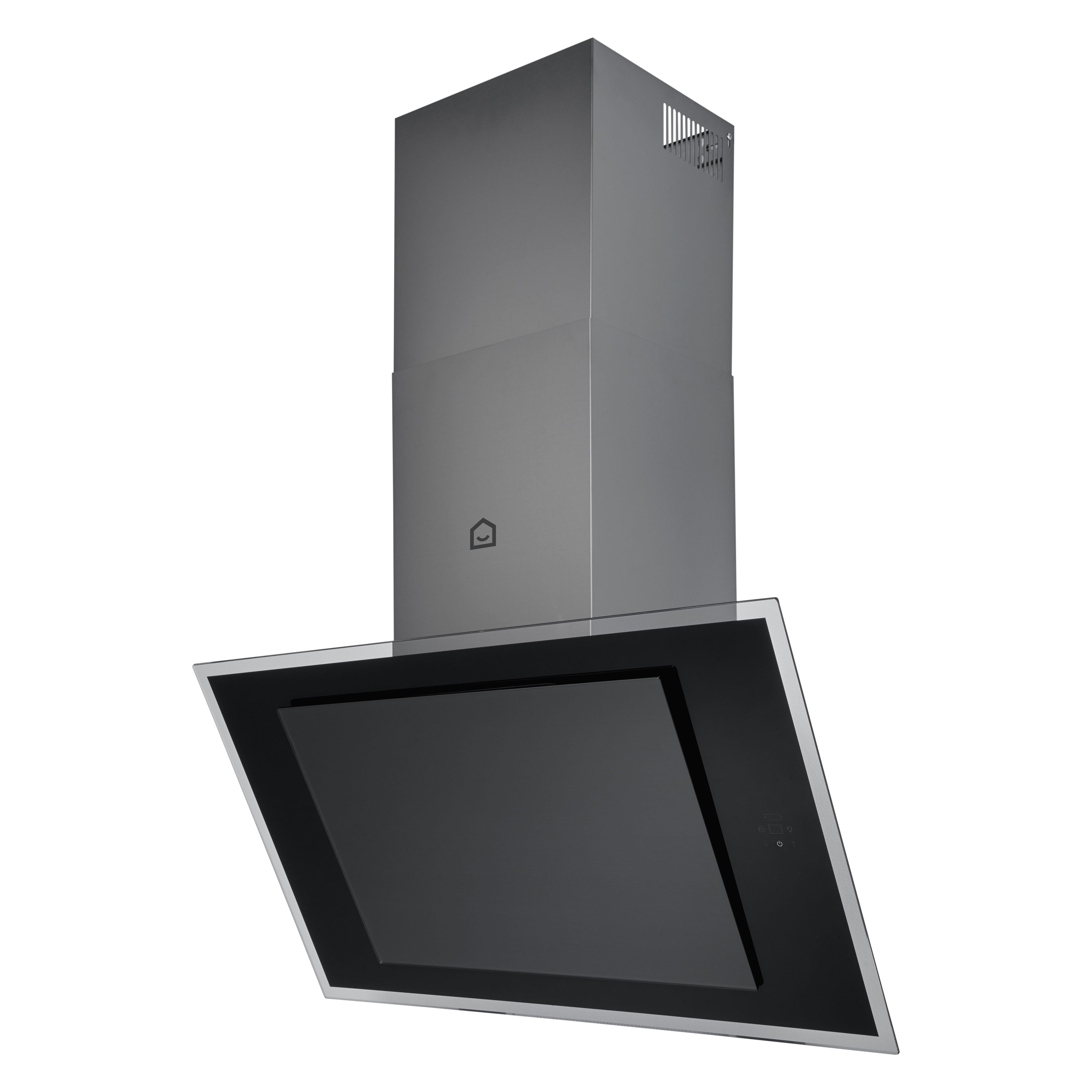 GoodHome GHAGRE90 90cm Bamia Glass Angled Cooker Hood Black