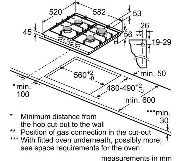 Bosch PPP6A6B90 60cm 4 Burner Gas Hob in Black GRADE B