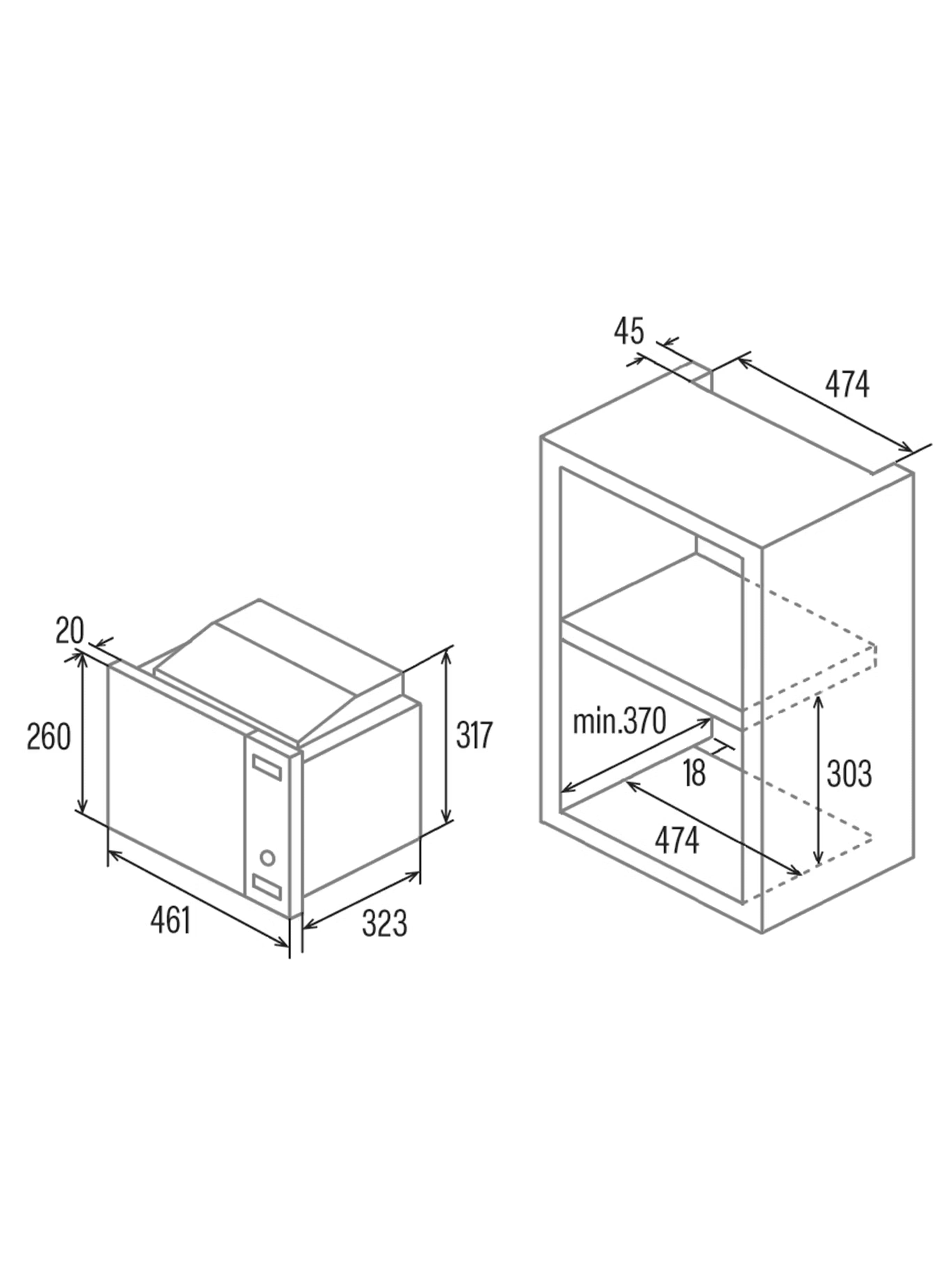 Cata BMSW20.1 20 Litre Integrated Microwave 700 Watt Stainless Steel