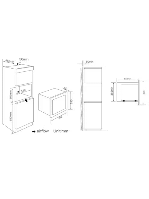 Cata UBCOMIBI31SS 31 Litre Integrated Combi Microwave 900 Watt Stainless Steel