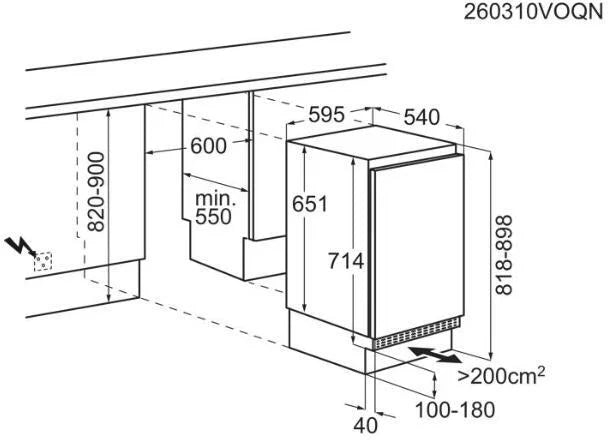 AEG NSF3S822EF Undercounter Integrated Fridge with Ice Box GRADE A
