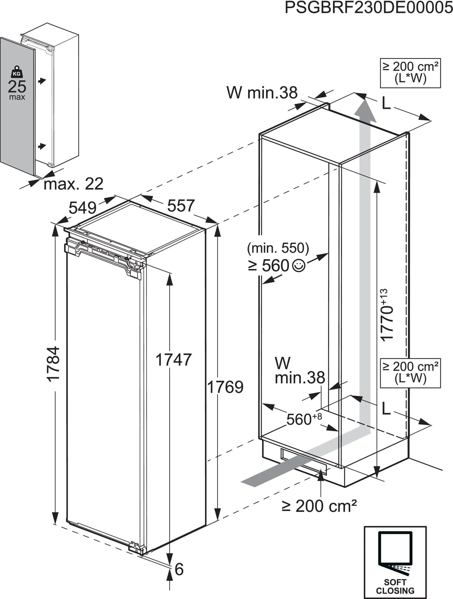 AEG NSK9Z181EC Tall Integrated Larder Fridge with Fixed Hinge