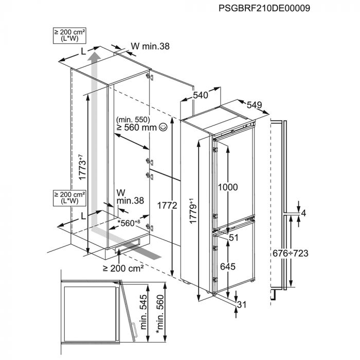 AEG OSC6N181ES Fridge Freezer Fully Integrated 70:30 No Frost Sliding GRADE A