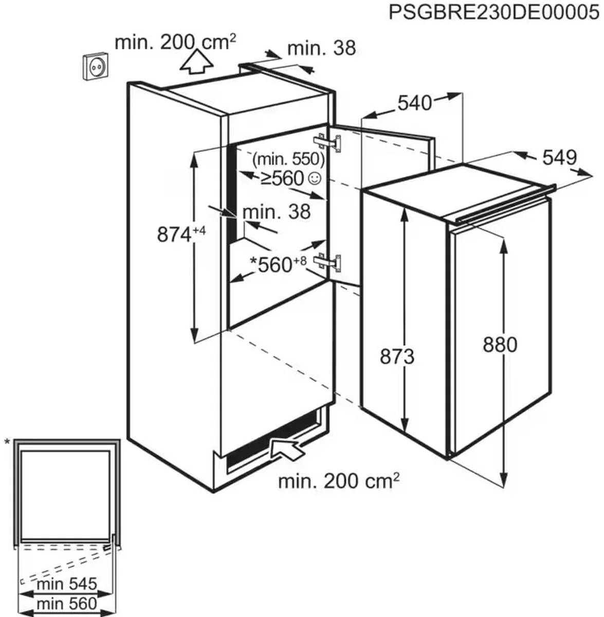 AEG OSK5088ES Integrated Upright Fridge for Tall Housing
