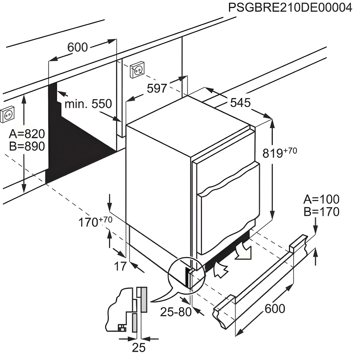 AEG OAB7N82EF Integrated Built Under Frost Free Freezer