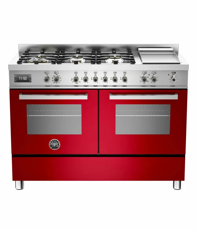 Bertazzoni PRO1206GMFEDROT 120cm Dual Fuel Range Cooker in Red GRADED