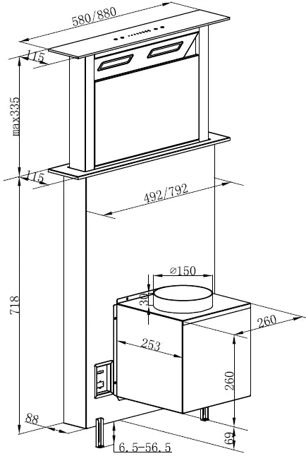 Cata UBDDGS90AWH 90cm Downdraft Extractor Hood in White Glass