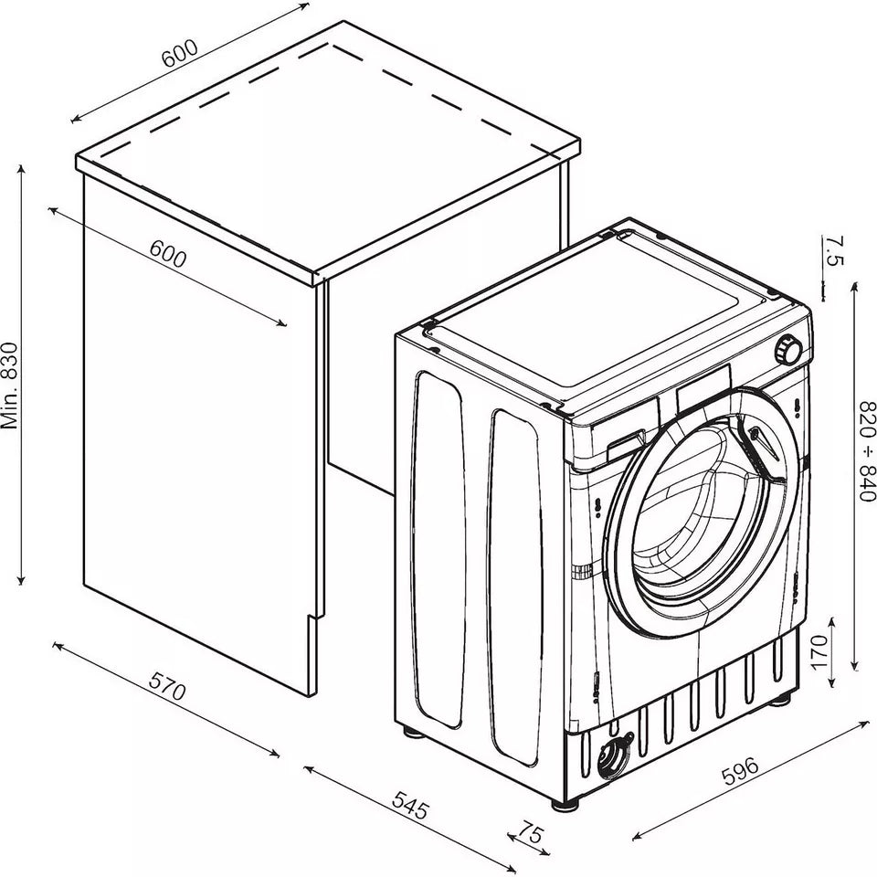 Baumatic BWI148D4E-80 Washing Machine Integrated 8kg 1400rpm White