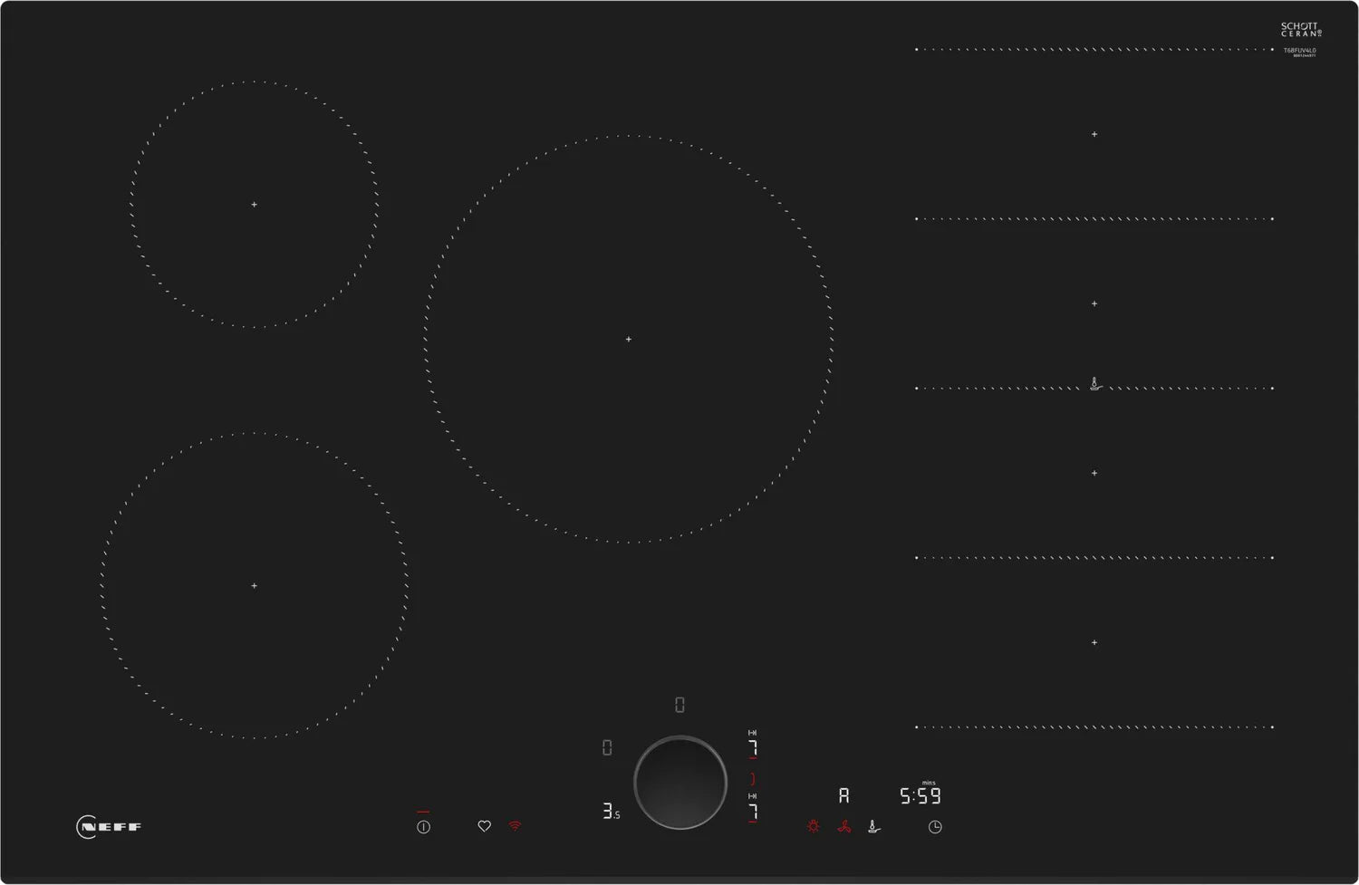 Neff T68FUV40L0 Induction Hob 83cm 5 Zone Flex Zones Black