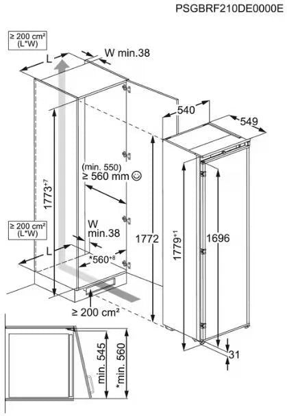 AEG TF6DS181ES Tall Integrated Ice Box Fridge Sliding Hinge GRADE A
