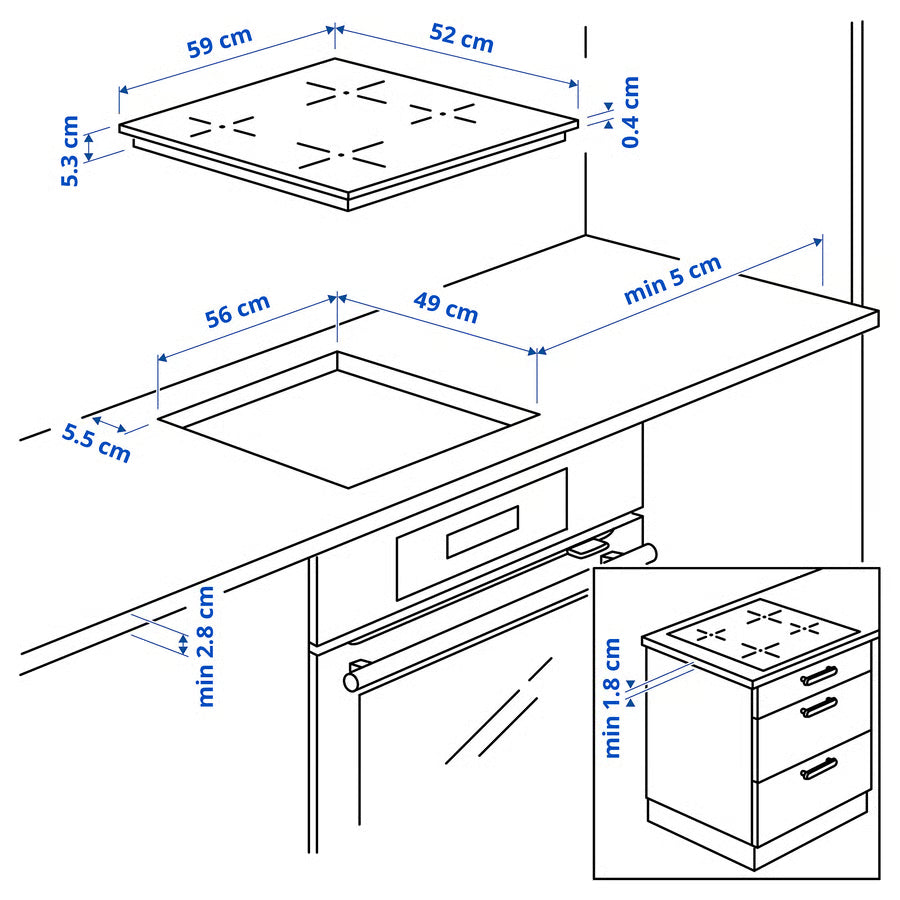 AEG Built VILSTA 905.577.25 Induction Hob 60cm 4 Zone in Black