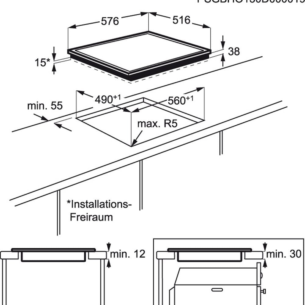 AEG HK634060XB Ceramic Hob 60cm 4 Zone Stainless Steel Trim