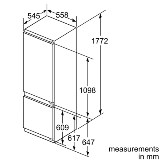 Neff KI6873F30G Fridge Freezer Low Frost Integrated 70:30 Fixed Door GRADE B