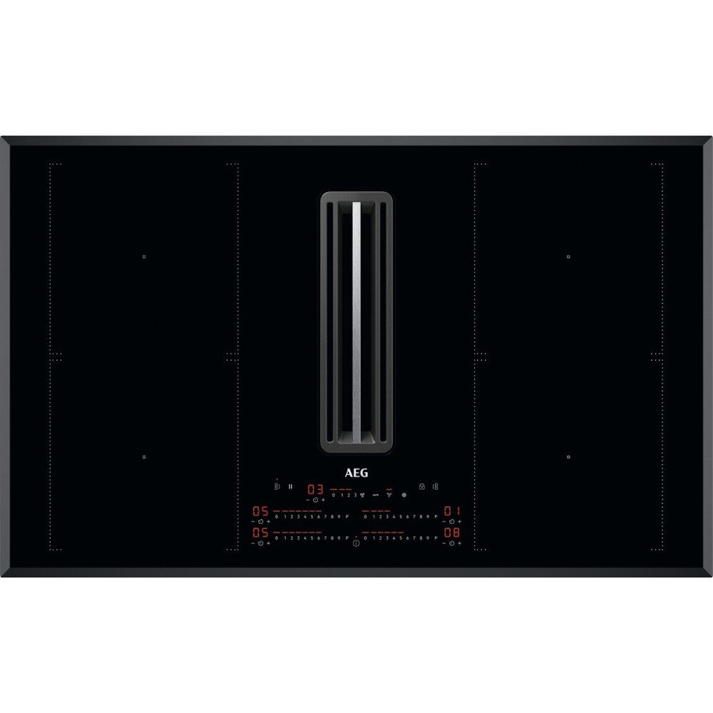 AEG CDE84751FB Induction Hob 83cm 4 Zone with Integrated Extractor Black