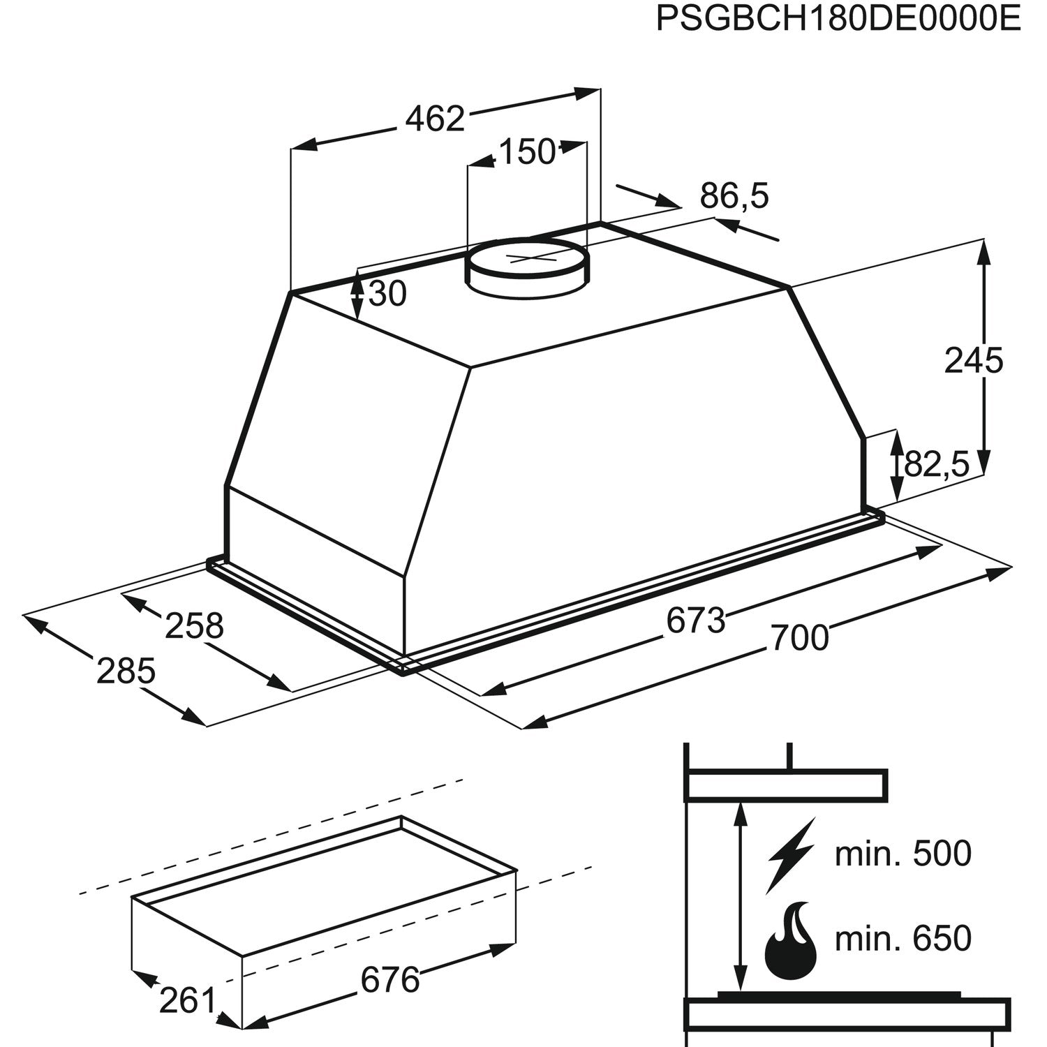 AEG DGB3850M Cooker Hood 70cm Canopy Stainless Steel