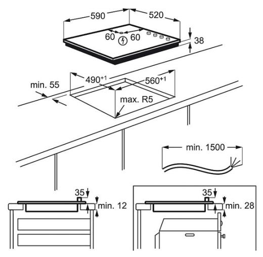 AEG HK614000CB Ceramic Hob 60cm 4 Zone Black GRADE A
