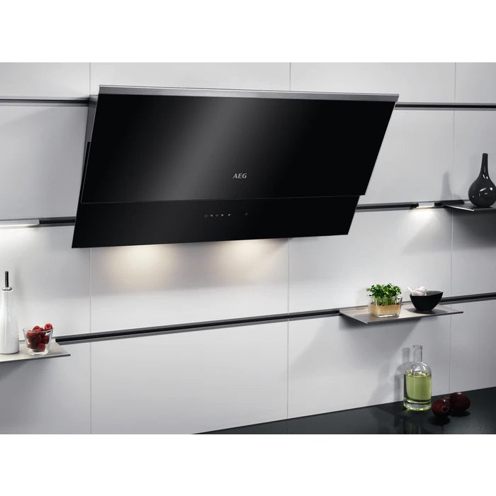 AEG DVB5860B 80cm Angled Chimney Hood in Black